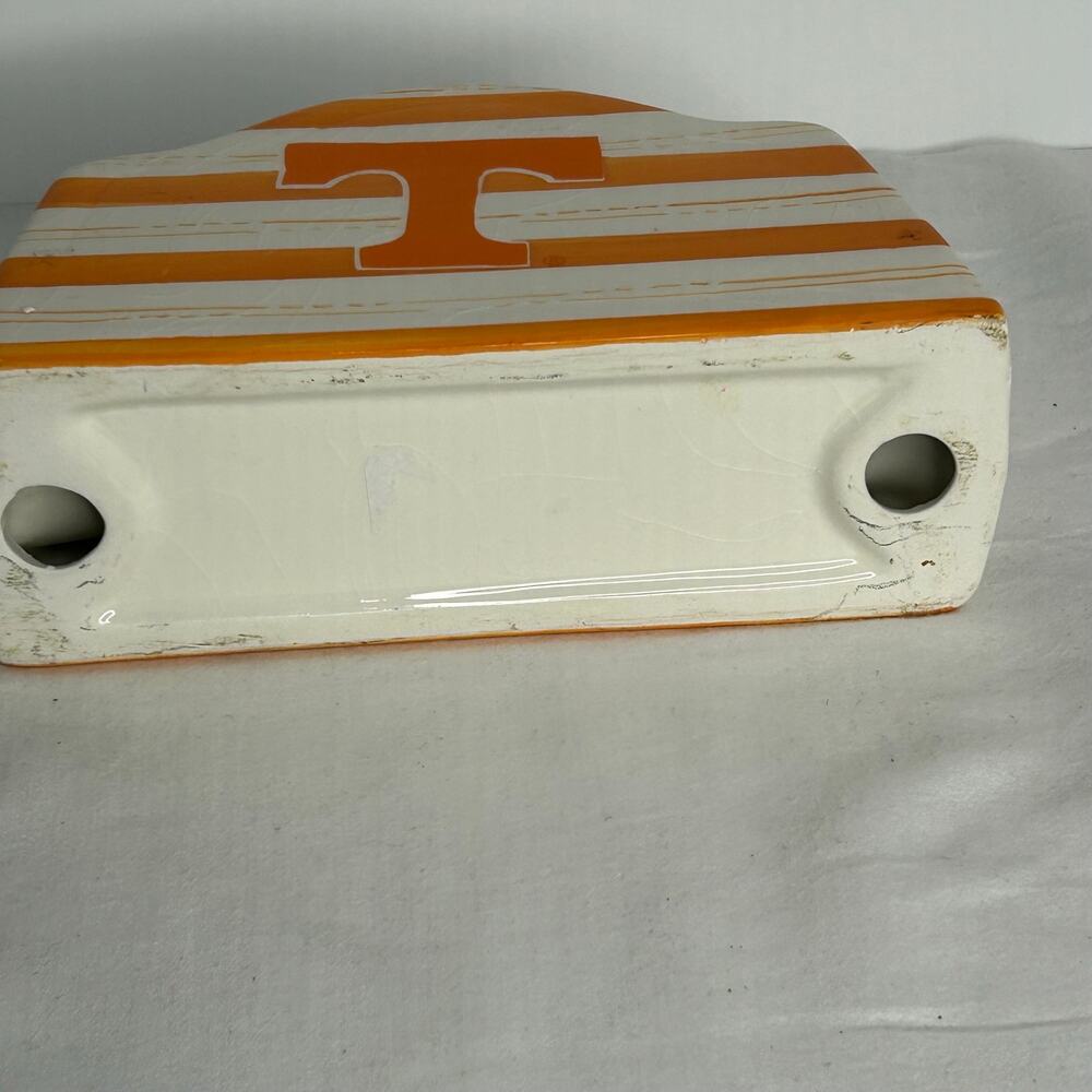 Vintage Tennessee Volunteers UT Ceramic Napkin Holder Orange White NCAA Kitchen
